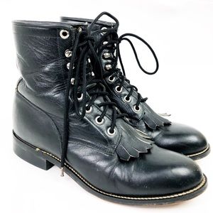Justin Black Boots Youth 4.5 / Women 6.5 Hiram 506